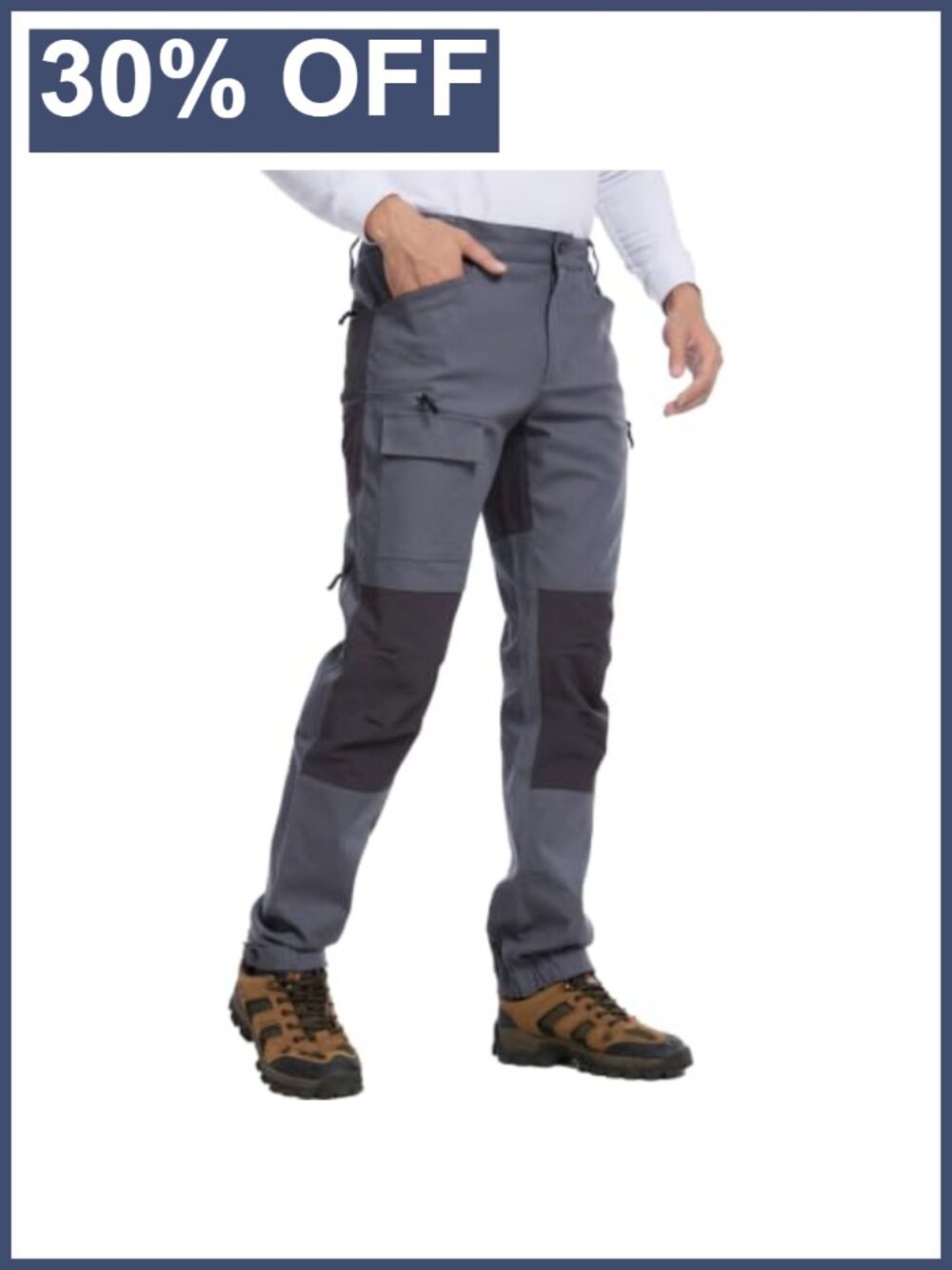 Men's Stretch Canvas Work Pants Utility Cargo Outdoor Hiking Trousers